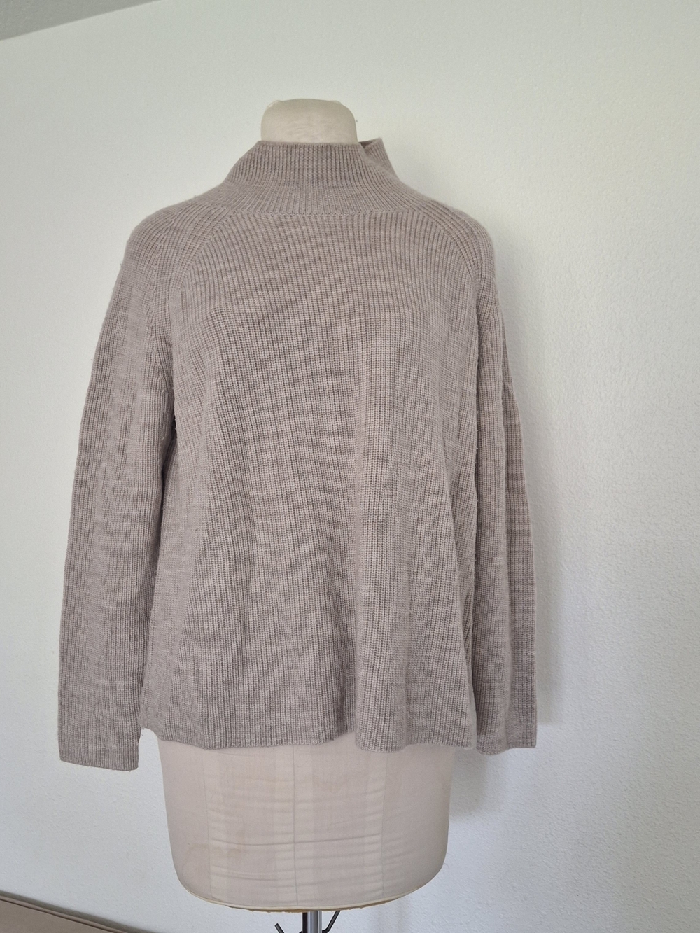 Eileen Fisher Ribbed Mock Neck Sweater - Light Taupe